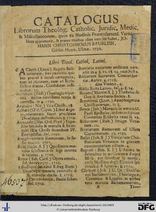 Libri Theol. Cathol. Latini.