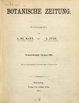 Botanische Zeitung. 43. 1885