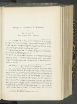 Beiträge zur Physiologie der Keimung.
