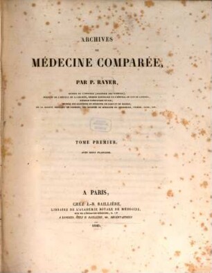 Archives de médecine comparée, 1