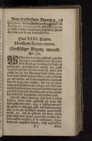 Das XXXII. Capitel. Mensium fluxus nimius. Uberflüßiger Abgang monatlicher Zeit.