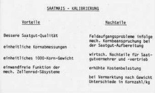 Vorteile und Nachteile der Saatmais-Kalibrierung