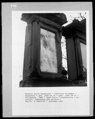 Grabstein eines/einer am 23.8.1896 Verstorbenen (am 18.4.1806 geboren) — Vorderseite