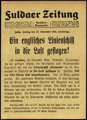 Erste Ausgabe vom Freitag, den 27. November 1914.
