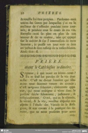 Prière avant le Catéchisme ordinaire