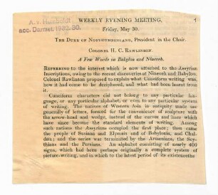 A Few Words on Babylon and Nineveh