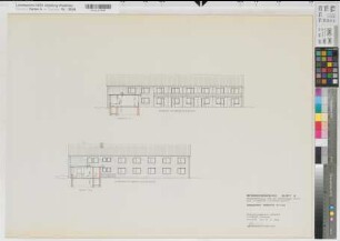 Münster (Münster) Medizinische Klinik der Universität Schwesternhaus Blatt 6 Schnitte, Ost- und Westansicht 1962 1 : 100 59,5 x 83,5 kol. Pause Staatshochbauamt für die Universität Münster 13.36