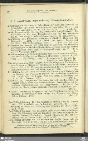 VI. Baurecht, Baupolizei, Staatsbauwesen