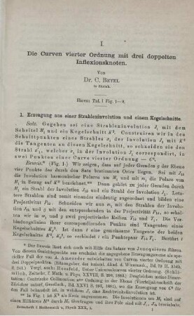 I. Die Curven vierter Ordnung mit drei doppelten Inflexionsknoten.