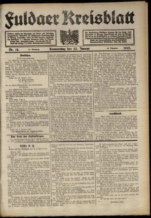 Ausgabe vom Donnerstag, den 23. Januar 1913.