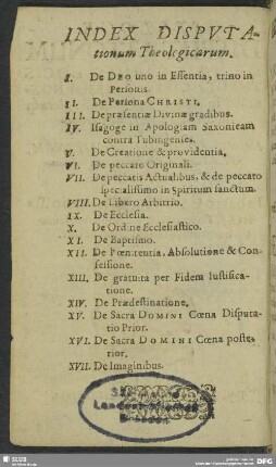 Index Disputationum Theologicarum