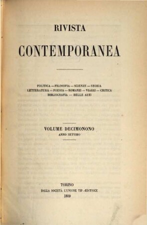 Rivista contemporanea. 19. 1859 = A. 7