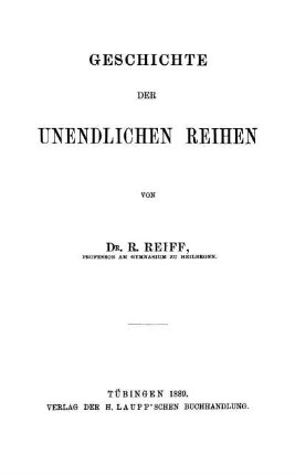 Geschichte der unendlichen Reihen