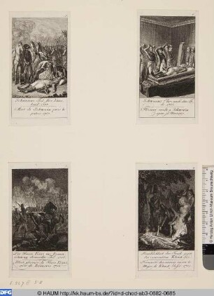 Oben rechts: Schwerins Ehre nach dem Tode. 1757.