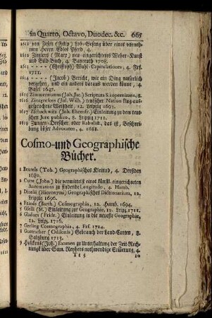 Cosmo- und Geographische Bücher – Arithmet. und Geometr. Bücher