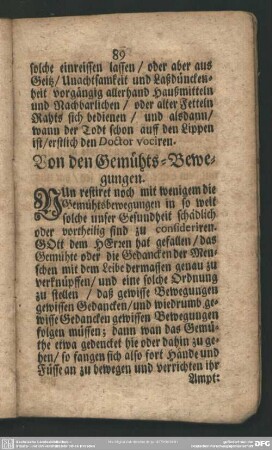 Von den Gemühts-Bewegungen