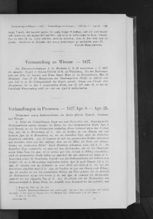 Verhandlungen in Preussen. - 1427 Apr. 8 - Apr. 25.