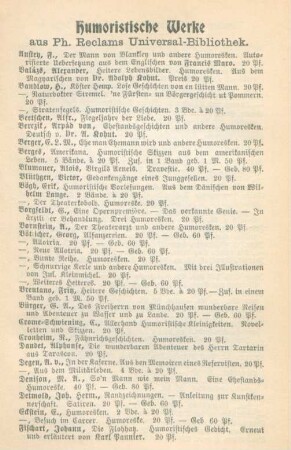 Humoristische Werke aus Ph. Reclams Universal-Bibliothek