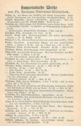 Humoristische Werke aus Ph. Reclams Universal-Bibliothek