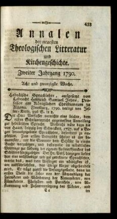 Acht und zwanzigste Woche