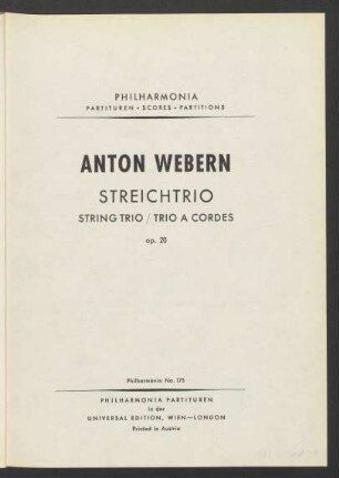 Streichtrio : op. 20