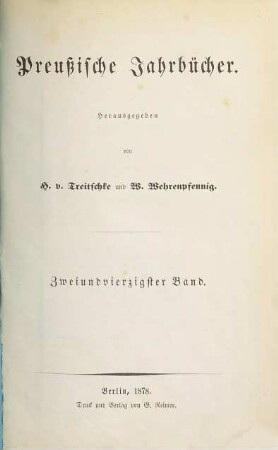 Preußische Jahrbücher. 42. 1878