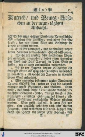 Antrieb und Beweg-Ursachen zu der neun-tägigen Andacht.