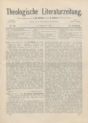 465-467 [Rezension] Riehm, Ed. C. Aug., Der biblische Schöpfungsbericht. Vortrag