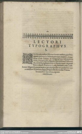 Lectori Typographus S.
