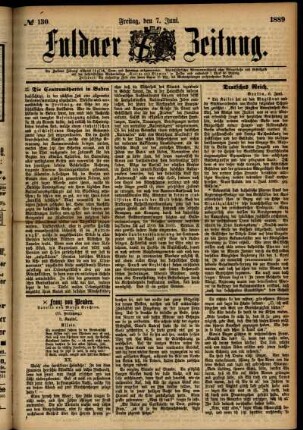 Ausgabe vom Freitag, den 07. Juni 1889.