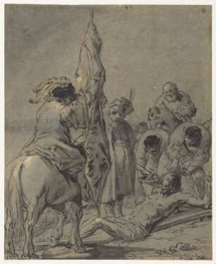 Kreuzannagelung, Blatt 45 der Folge "Szenen aus dem Neuen Testament"