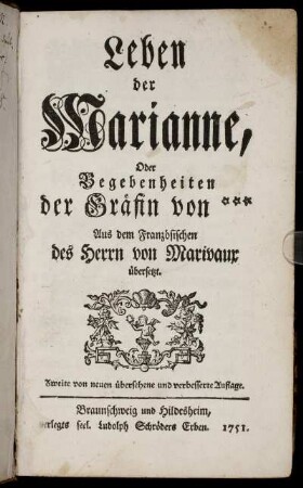 Leben der Marianne, Oder Begebenheiten der Gräfin von ***