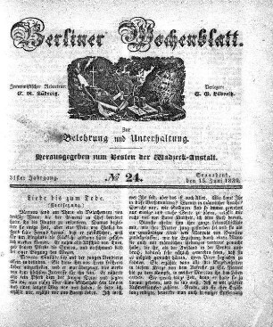 No. 24, Sonnabend, den 15. Juni 1839.