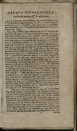 Errata Typographica in Dedicatione & Præfatione.