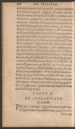 Caput X. De Integritate horarum.