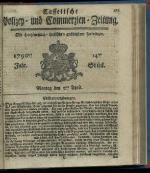 14tes Stueck, Montag den 5ten April. 1790