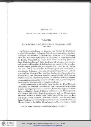 VI. Kapitel: Wissenschaftlich motivierte Germanophilie