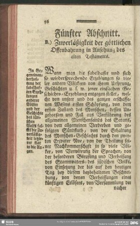 Fünfter Abschnitt. B.) Zuverläßigkeit der göttlichen Offenbahrung in Ansehung des alten Testaments