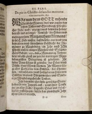 De pie in Christo defunctæ matronæ vitæ curriculo, &c.