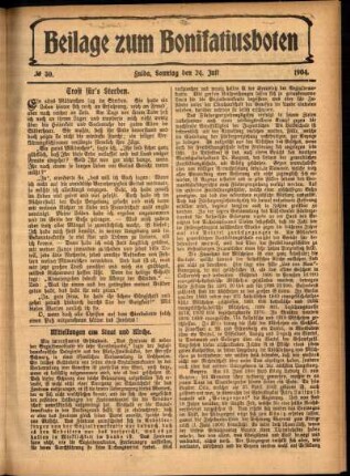 Zweite Ausgabe vom Sonntag, den 24. Juli 1904.