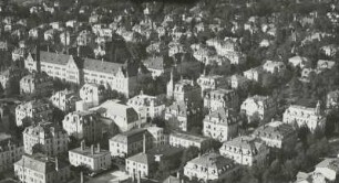 Dresden-Striesen mit Freimaurer-Institut. Luftbild-Schrägaufnahme von Südost