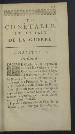 Du Conêtable, et du fait de la guerre.