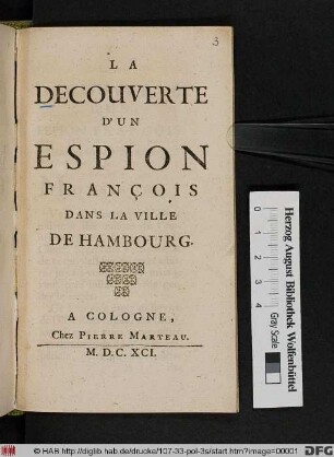 La Decouverte D'Un Espion François Dans La Ville De Hambourg