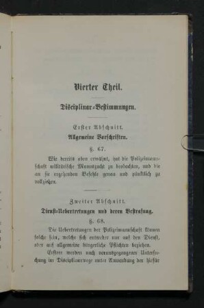 Vierter Theil. Disciplinar-Bestimmungen.