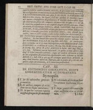 Cap. III. De Editionibvs Germanicis, Iisqve Corruptis Etiam Ac Depravatis.