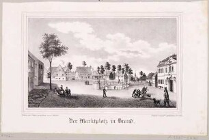 Der Marktplatz in Brand (-Erbisdorf) südlich von Freiberg, aus Sachsens Kirchen-Galerie von Hermann Schmidt, 1838, Bd. 2