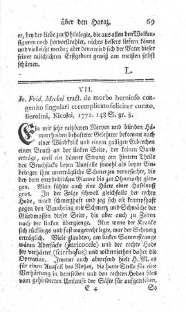 De morbo hermioso congenito singulari et complicato feliciter curato. Tract.