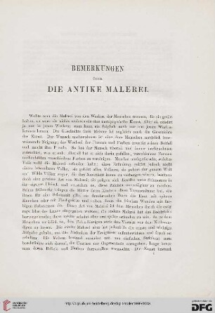Bemerkungen über die antike Malerei