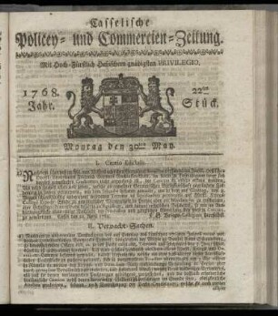22tes Stueck, Montag den 30ten May. 1768