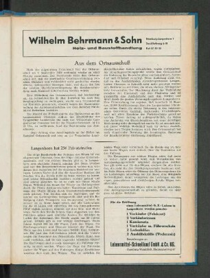 Aus dem Ortsausschuß